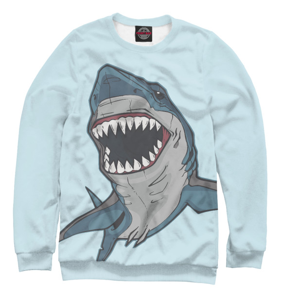 Свитшот для мальчиков с изображением Dangerous shark цвета Белый