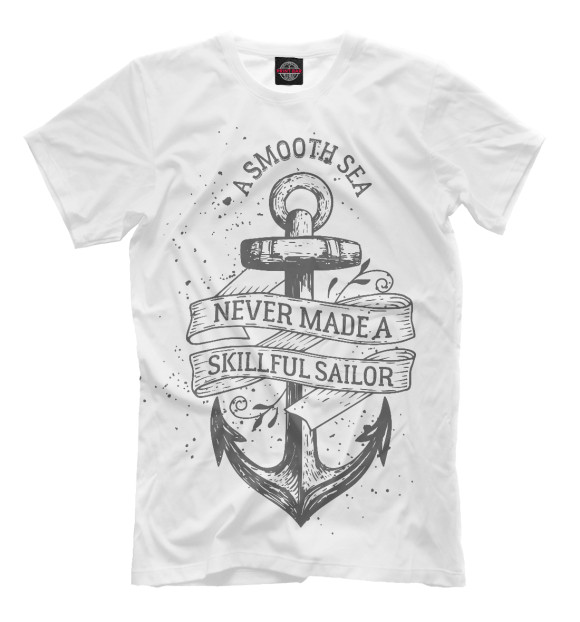 Мужская футболка с изображением Гладкое море цвета Молочно-белый