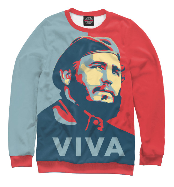 Мужской свитшот с изображением Фидель Кастро цвета Белый