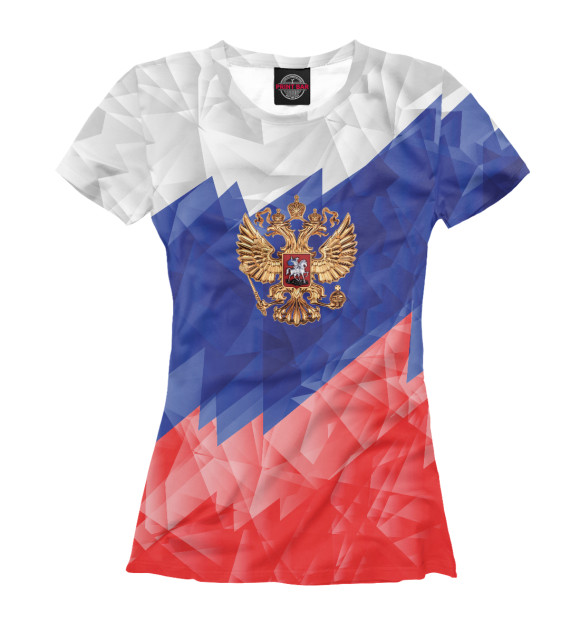Женская футболка с изображением Флаг России динамичный цвета Белый