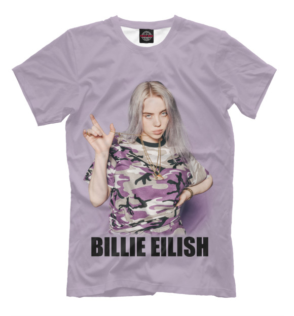 Мужская футболка с изображением Billie Eilish цвета Серый