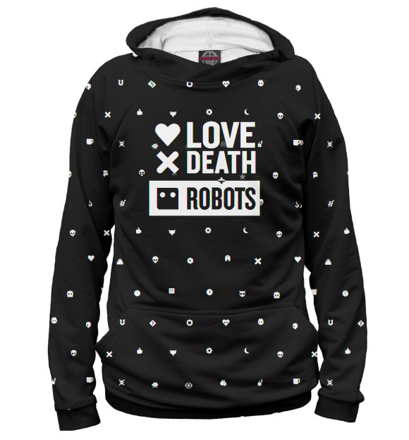 Худи для мальчика с изображением Love, Death + Robots logo цвета Белый