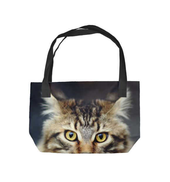 Пляжная сумка с изображением Пушистый кот цвета 