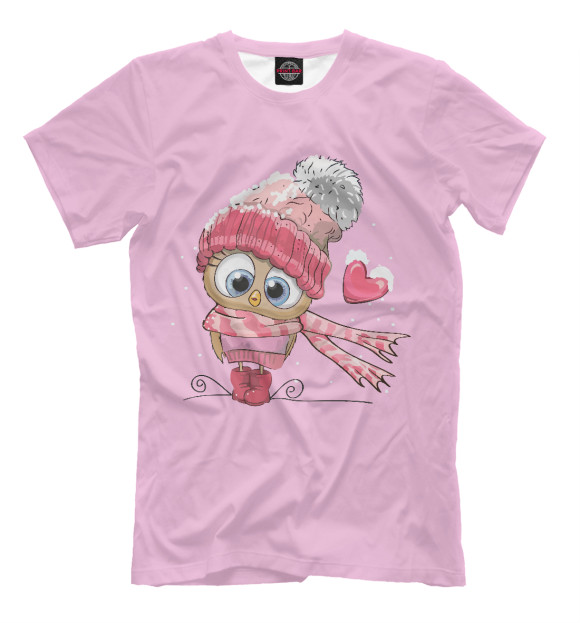 Мужская футболка с изображением Милая совушка для любимых цвета Светло-розовый