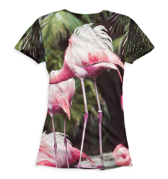 Женская футболка с изображением Розовые фламинго цвета Белый