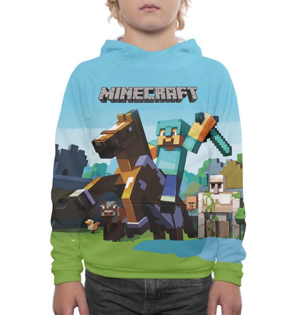 Худи для мальчика с изображением Minecraft цвета Белый