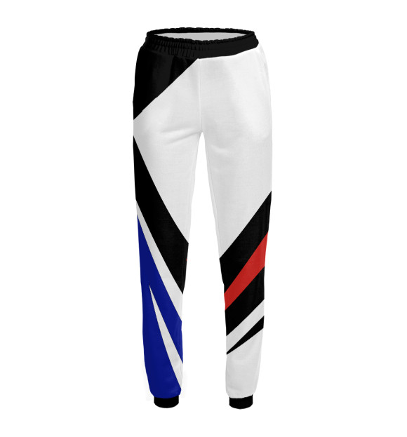 Женские спортивные штаны с изображением Россия - флаг на рукавах цвета Белый