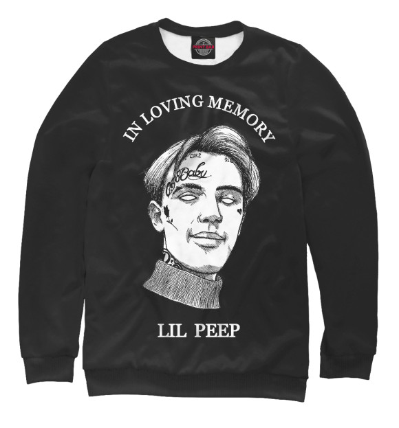 Мужской свитшот с изображением Lil Peep / In Loving Memory цвета Белый