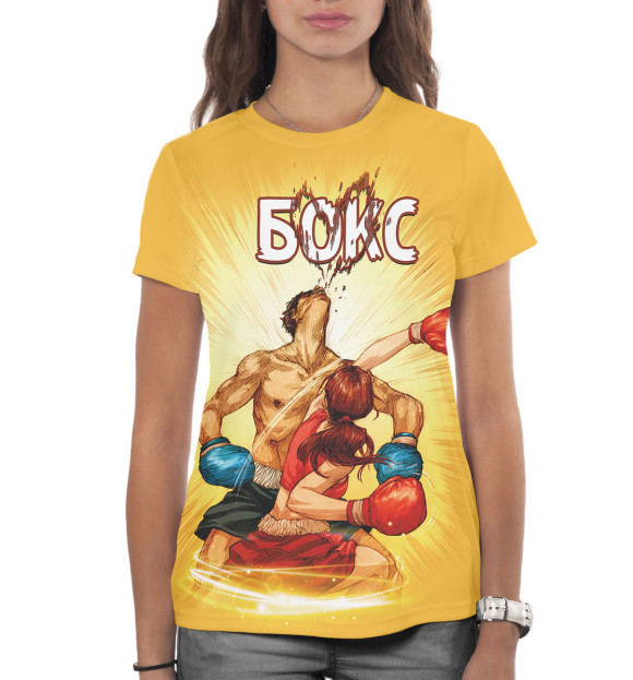 Женская футболка с изображением Бокс цвета Белый