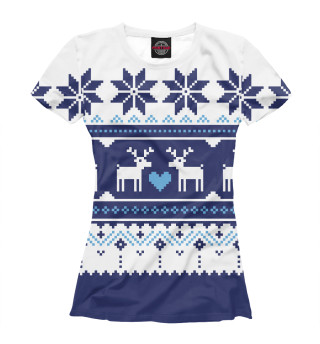 Женская футболка Скандинавский свитер с оленями