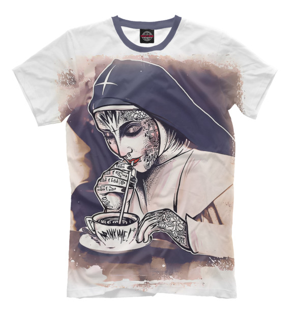 Мужская футболка с изображением Bad Nun цвета Молочно-белый