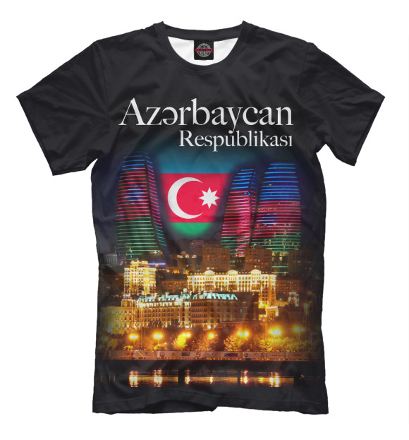 Мужская футболка с изображением Азербайджанская Республика цвета Черный