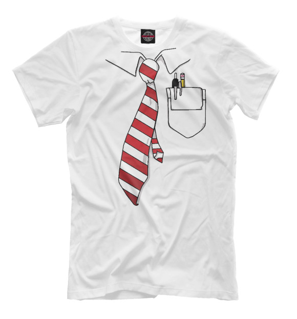 Мужская футболка с изображением Рубашка и галстук цвета Молочно-белый