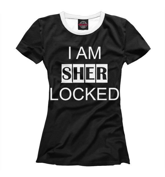 Женская футболка с изображением I am Sherlocked цвета Белый