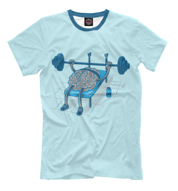 Мужская футболка с изображением Тренировка мозга цвета Молочно-белый