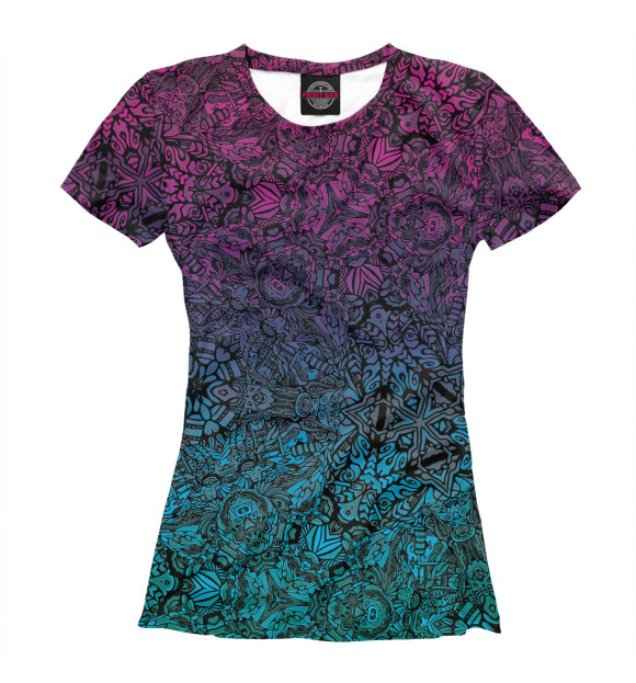 Женская футболка с изображением Neon fractal цвета Белый