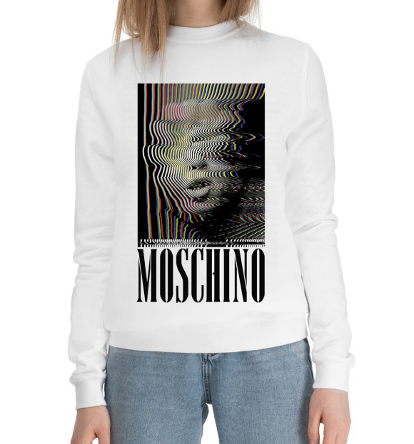 Женский хлопковый свитшот с изображением Moschino цвета Белый