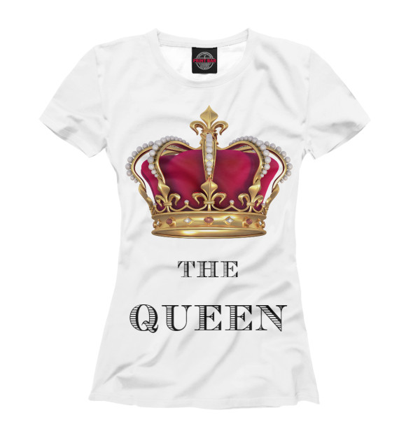 Женская футболка с изображением Парные KING & Queen цвета Белый