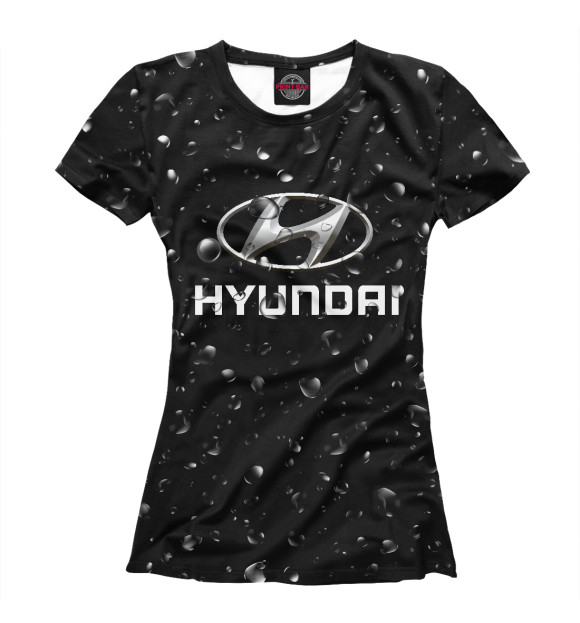Женская футболка с изображением Hyundai под дождём цвета Белый