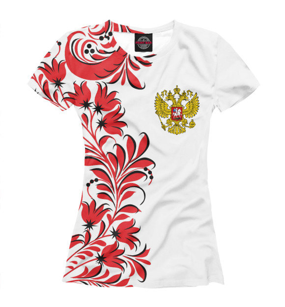 Женская футболка с изображением Двуглавый Орёл цвета Белый
