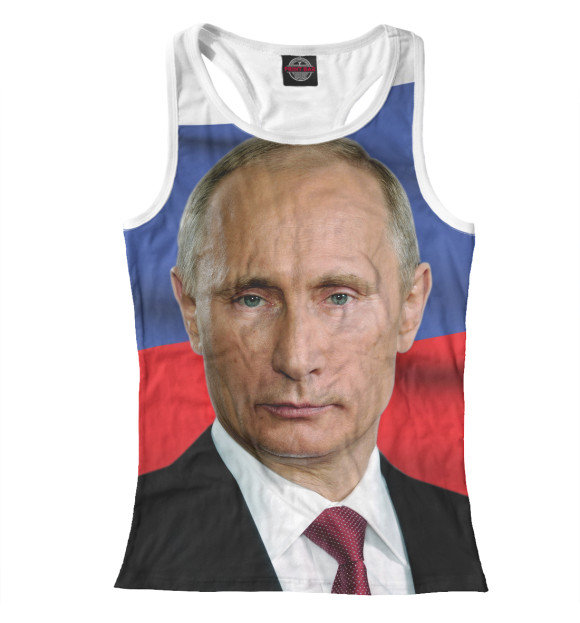 Женская майка-борцовка с изображением Путин Владимир цвета Белый