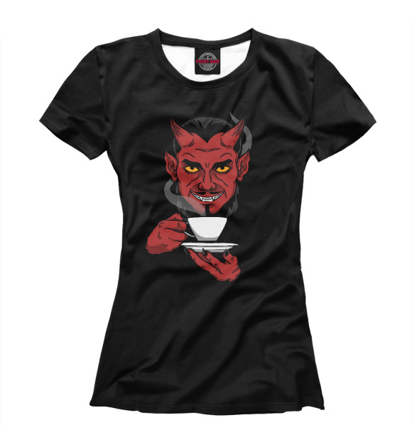 Женская футболка с изображением Адское кофе цвета Белый