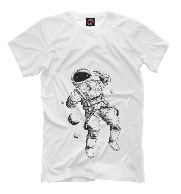 Мужская футболка с изображением Космонавт цвета Молочно-белый