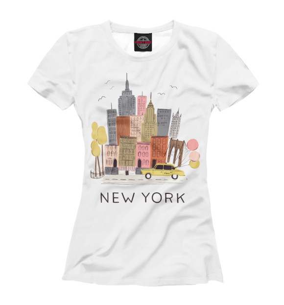 Женская футболка с изображением Нью-Йорк цвета Белый