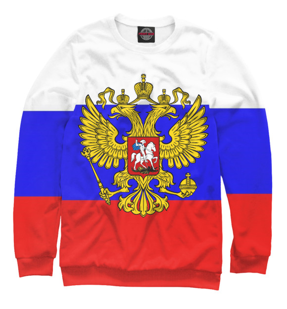 Свитшот для девочек с изображением Герб Российской Федерации цвета Белый