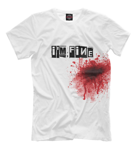 Мужская футболка с изображением Blood [i'm fine] цвета Молочно-белый