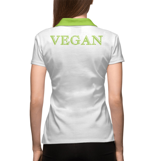 Женское поло с изображением 100% Vegan цвета Белый