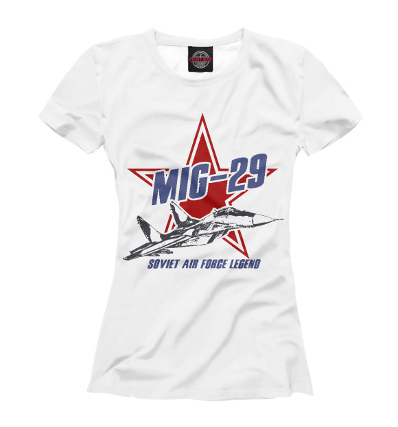 Женская футболка с изображением Миг-29 цвета Белый