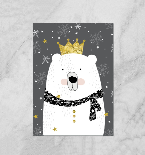 Плакат с изображением Белый медведь цвета Белый