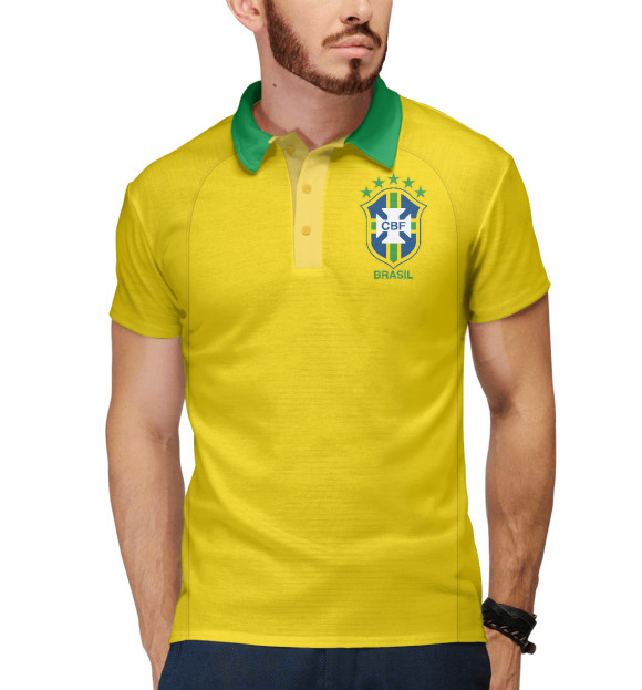 Мужское поло с изображением Форма Сборной Бразилии 2018 цвета Белый