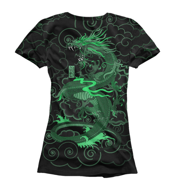 Женская футболка с изображением Зеленый Дракон цвета Белый
