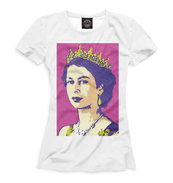 Женская футболка с изображением Молодая Елизавета II цвета Белый
