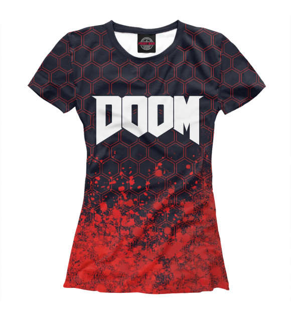 Женская футболка с изображением Doom / Дум цвета Белый