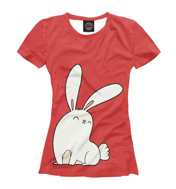 Женская футболка с изображением Белый кролик цвета Белый