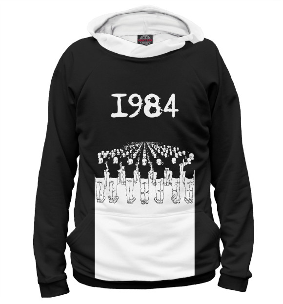 Женское худи с изображением 1984 - люди толпы цвета Белый