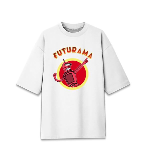 Мужская футболка оверсайз с изображением Futurama цвета Белый