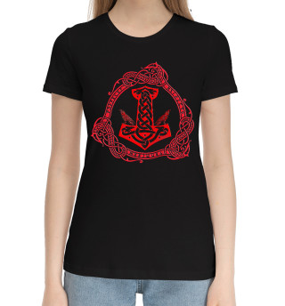 Женская хлопковая футболка Символика Мьёльнир