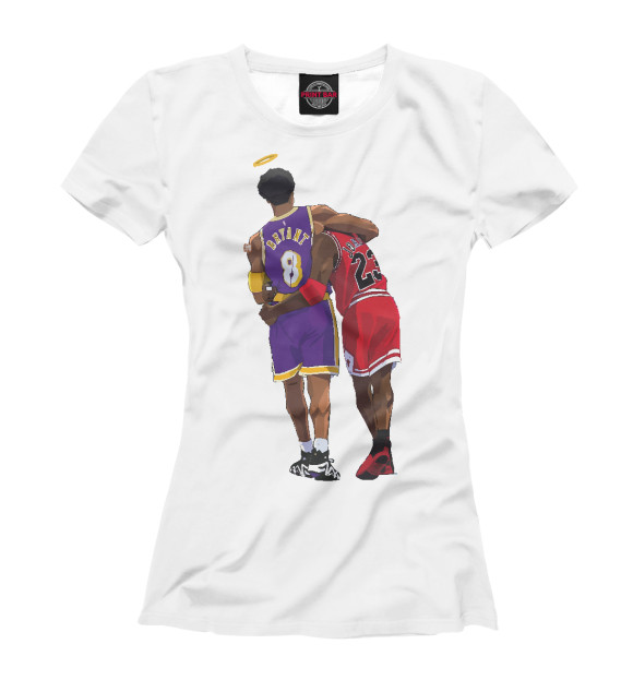 Женская футболка с изображением Kobe & Michael цвета Белый