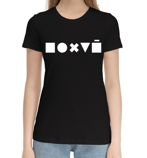 Женская хлопковая футболка с изображением Наплевать цвета Черный