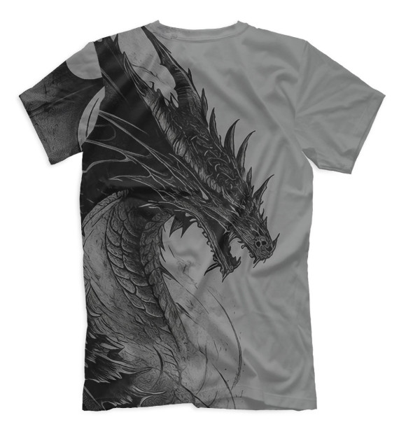 Мужская футболка с изображением Серый Дракон цвета Белый