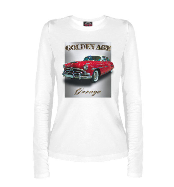 Женский лонгслив с изображением Ретро автомобиль Hudson Hornet на белом цвета Белый