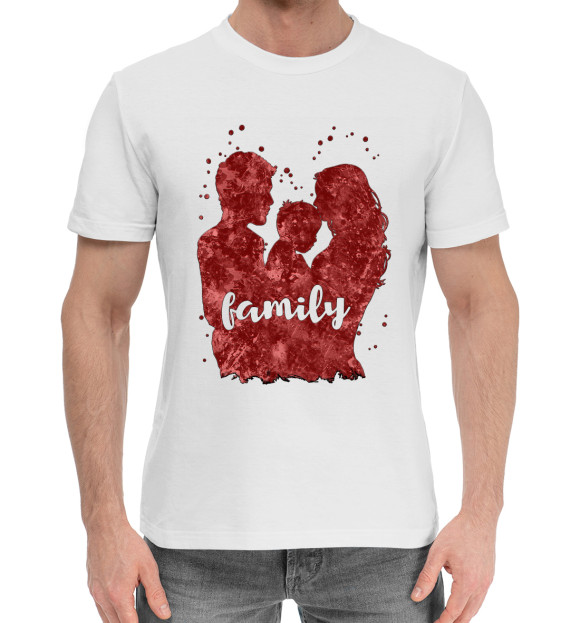 Мужская хлопковая футболка с изображением Family цвета Белый