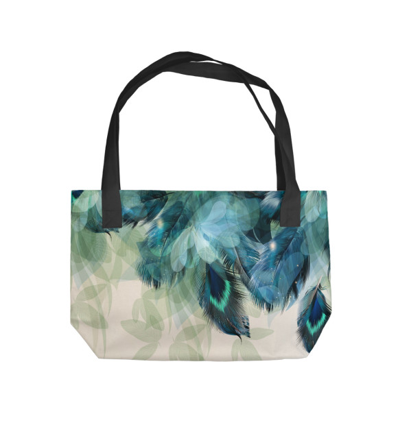 Пляжная сумка с изображением Синие перья цвета 