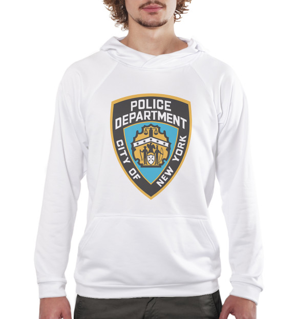 Мужское худи с изображением New York City Police Department цвета Белый