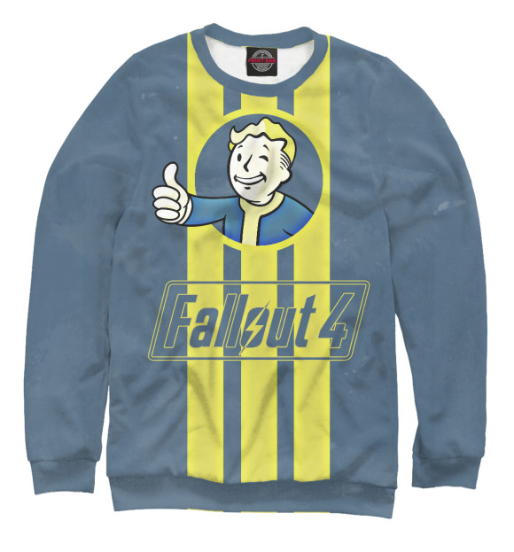 Мужской свитшот с изображением Fallout 4 Vault Boy цвета Белый