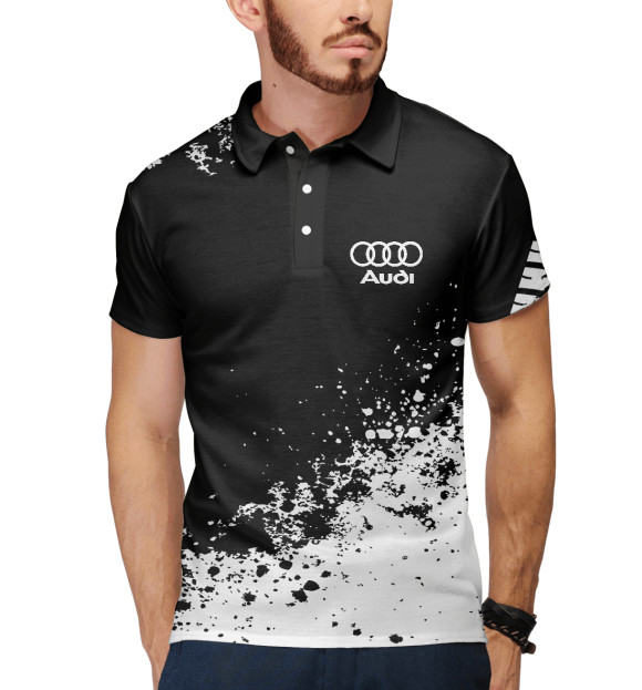 Мужское поло с изображением Audi abstract sport uniform цвета Белый